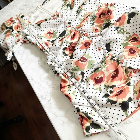 Lavish Alice Floral Polka Dot Puff‎ Sleeve Mini Dress - Size 12 - Picture 13 of 14